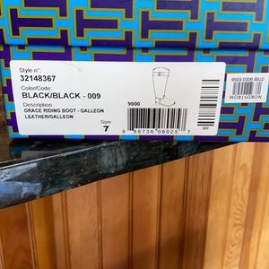 Black leather Tory Burch riding boots, never worn.